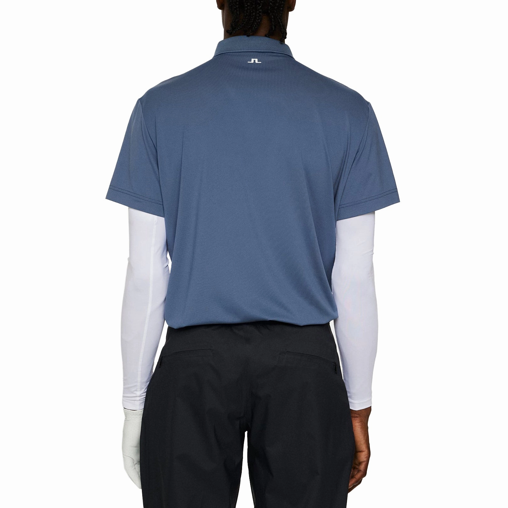J.Lindeberg Klas Golf Polo Shirt - Vintage Indigo Workout Friendly SoftCheckered Weave