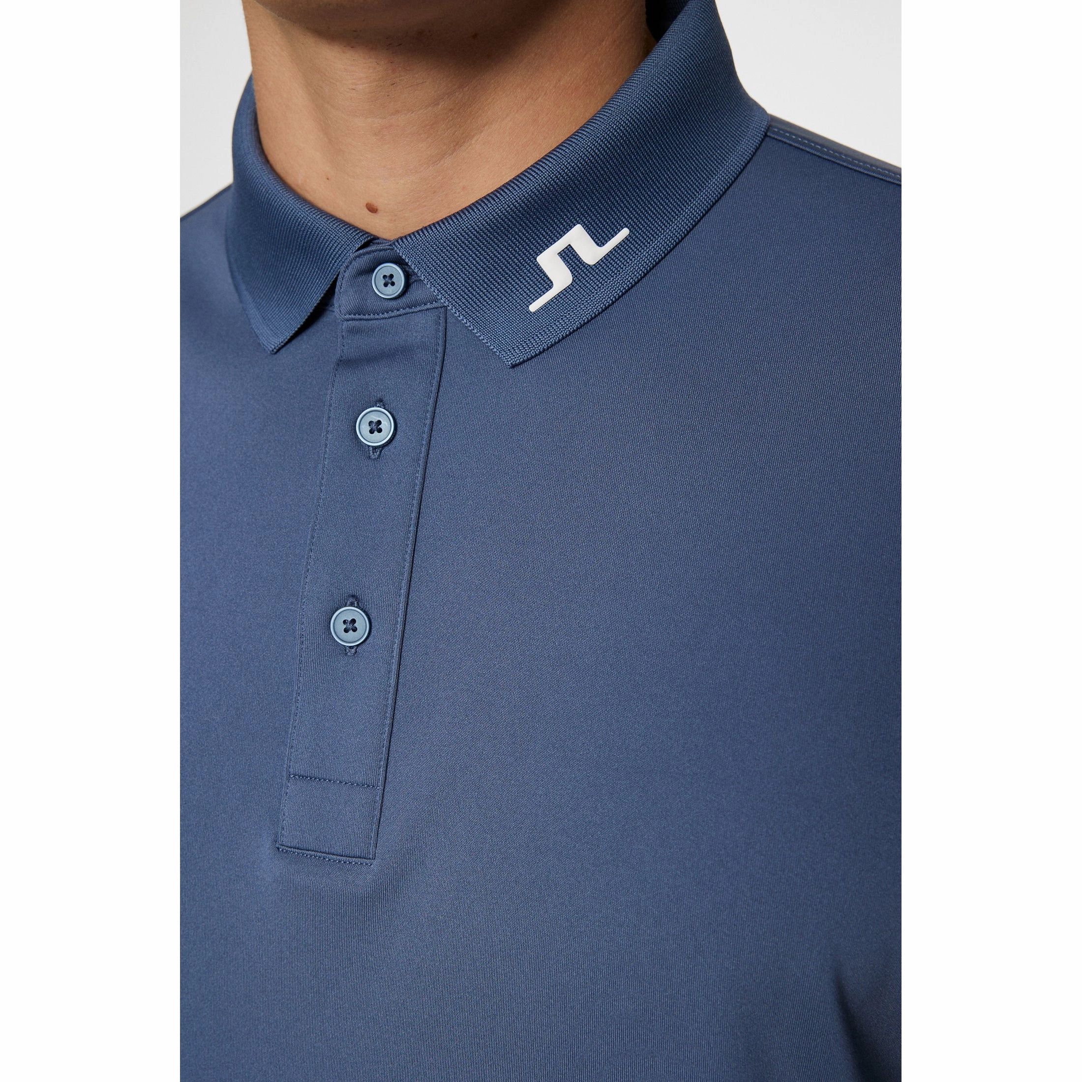 Office To Outing Flatlock stitching J.Lindeberg KV Golf Polo Shirt - Vintage Indigo