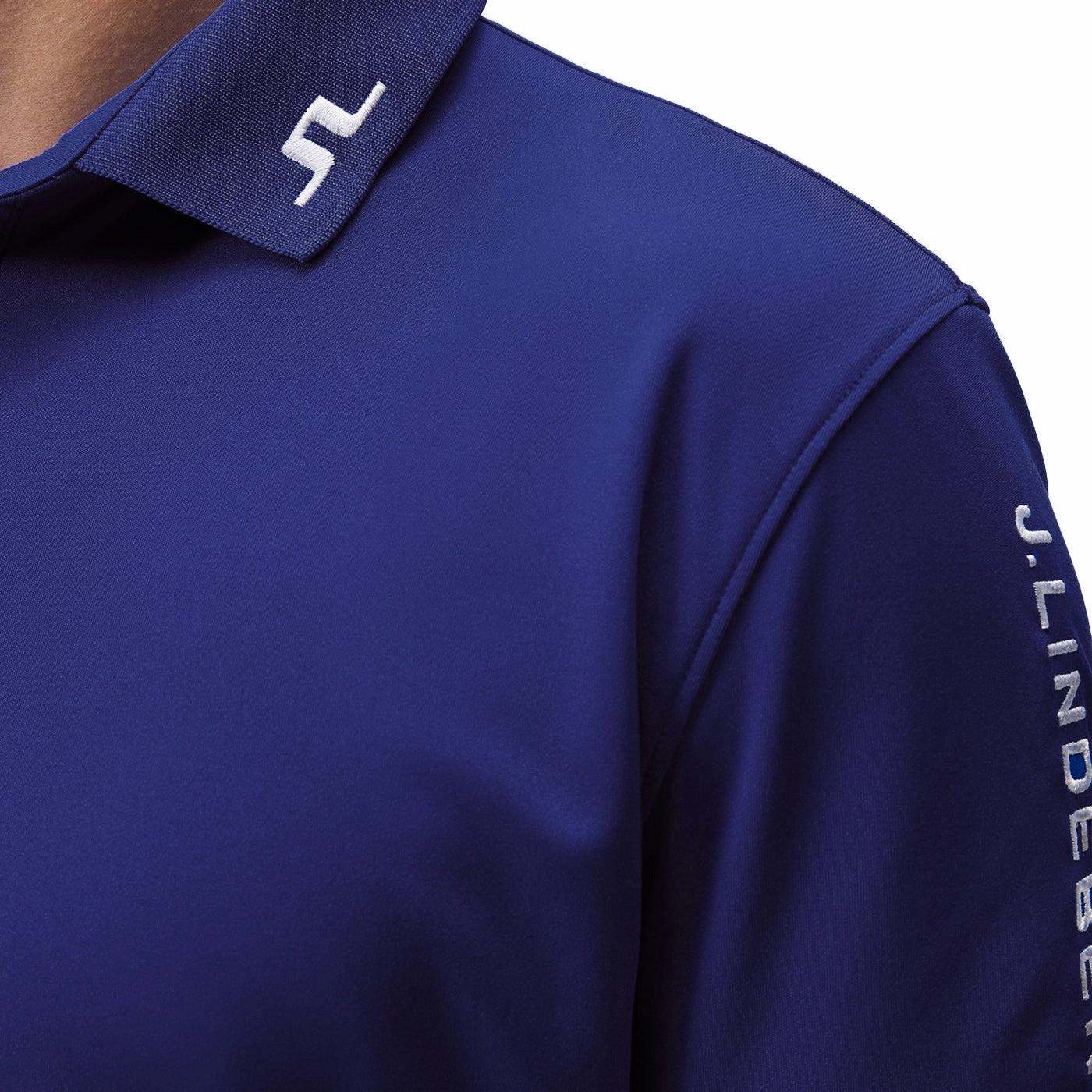 J.Lindeberg Tour Tech Polo Golf Shirt - Clematis Blue Relaxed Neckline