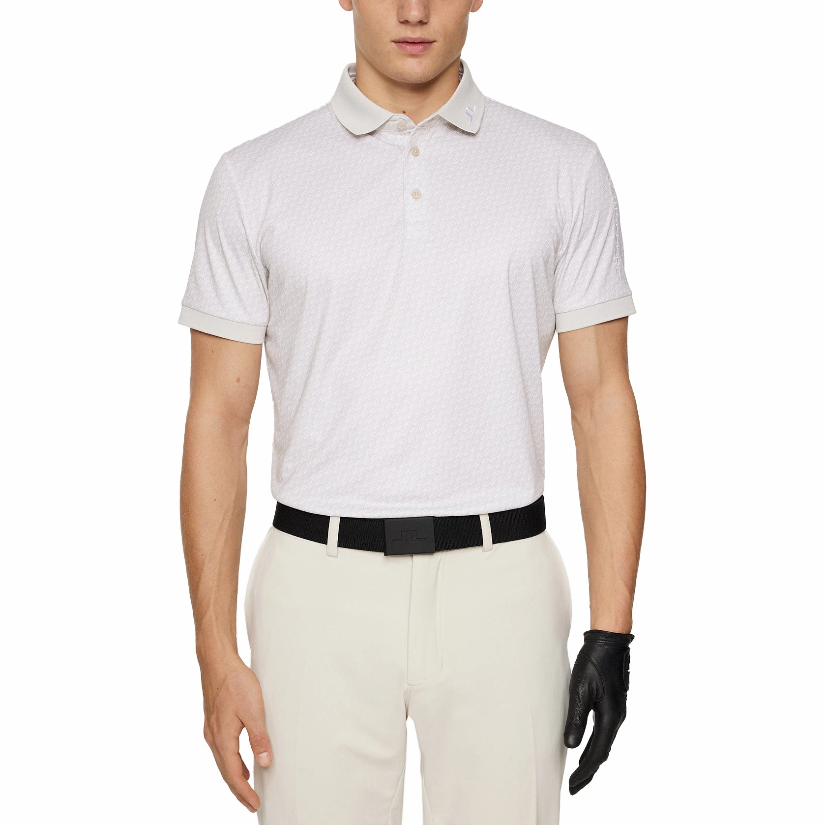 J.Lindeberg Tour Tech Printed Golf Polo Shirt - Shadow Bridge Moonbeam Casual Friday Subtle ToneOnTone Stitching