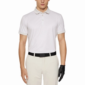 J.Lindeberg Tour Tech Printed Golf Polo Shirt - Shadow Bridge Moonbeam Casual Friday Subtle ToneOnTone Stitching