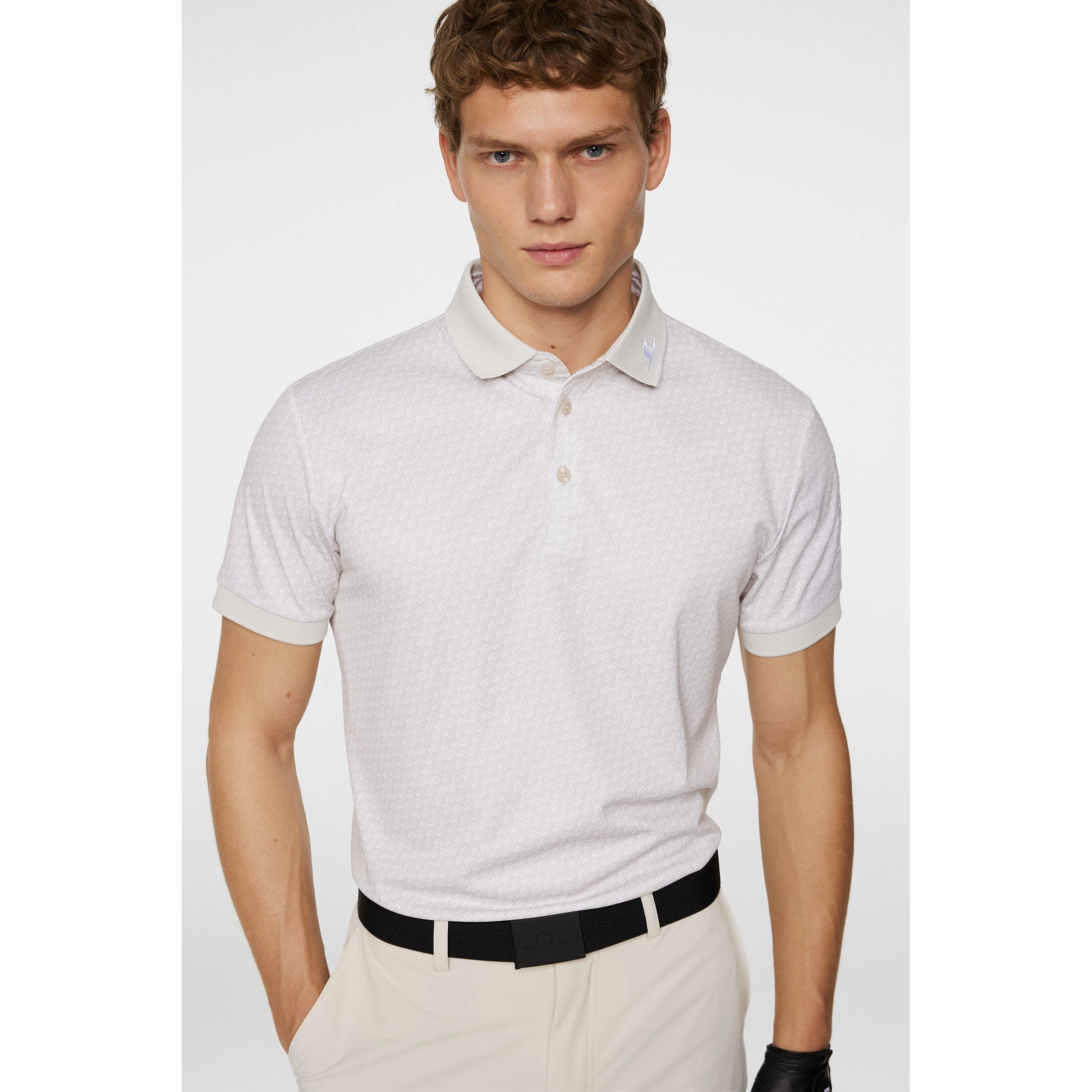 Soft Touch Summer Business J.Lindeberg Tour Tech Printed Golf Polo Shirt - Shadow Bridge Moonbeam