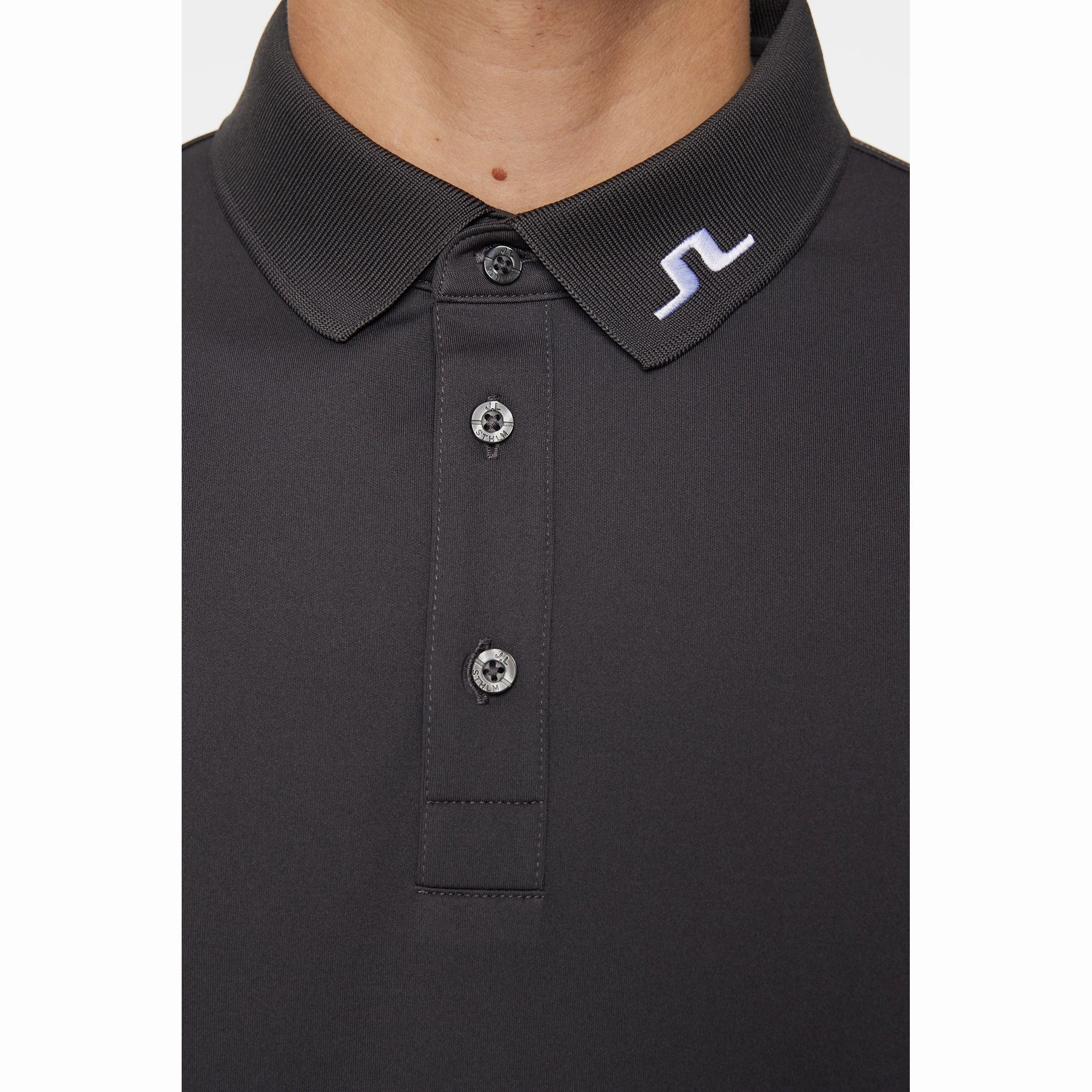 J.Lindeberg Tour Tech Regular Fit Golf Polo Shirt - Asphalt Flatlock stitching Unstructured Silhouette
