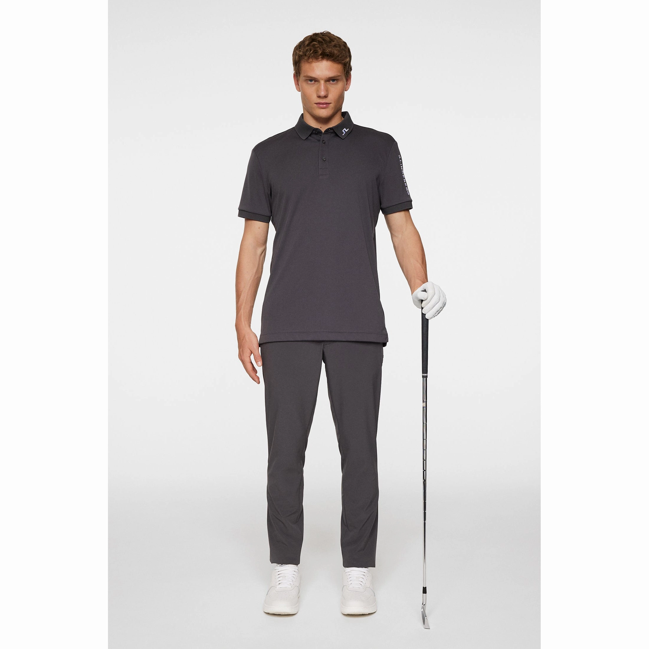Golf Outfit Reinforced Shoulders J.Lindeberg Tour Tech Regular Fit Golf Polo Shirt - Asphalt
