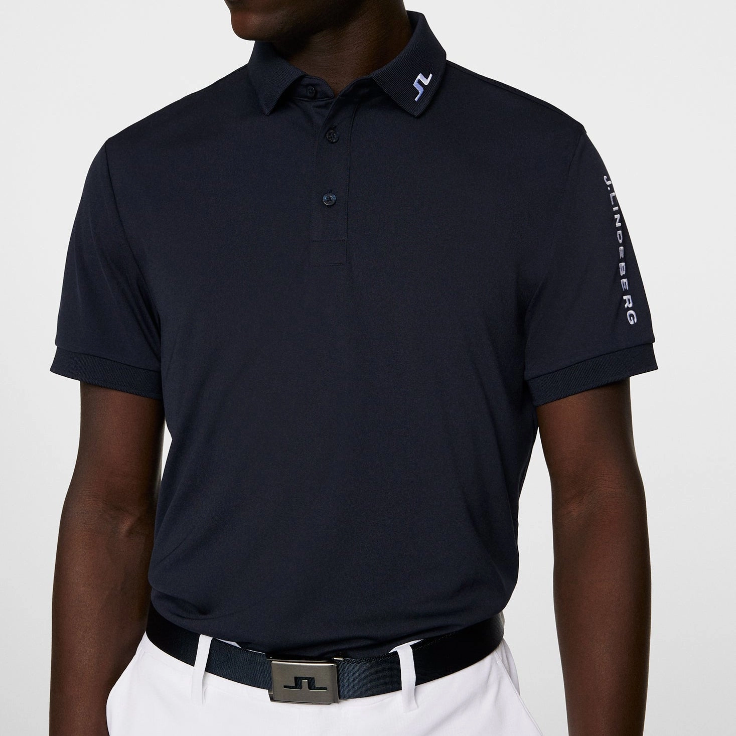 Breathable Material Layered Collar Structure J.Lindeberg Tour Tech Regular Fit Golf Polo Shirt - JL Navy