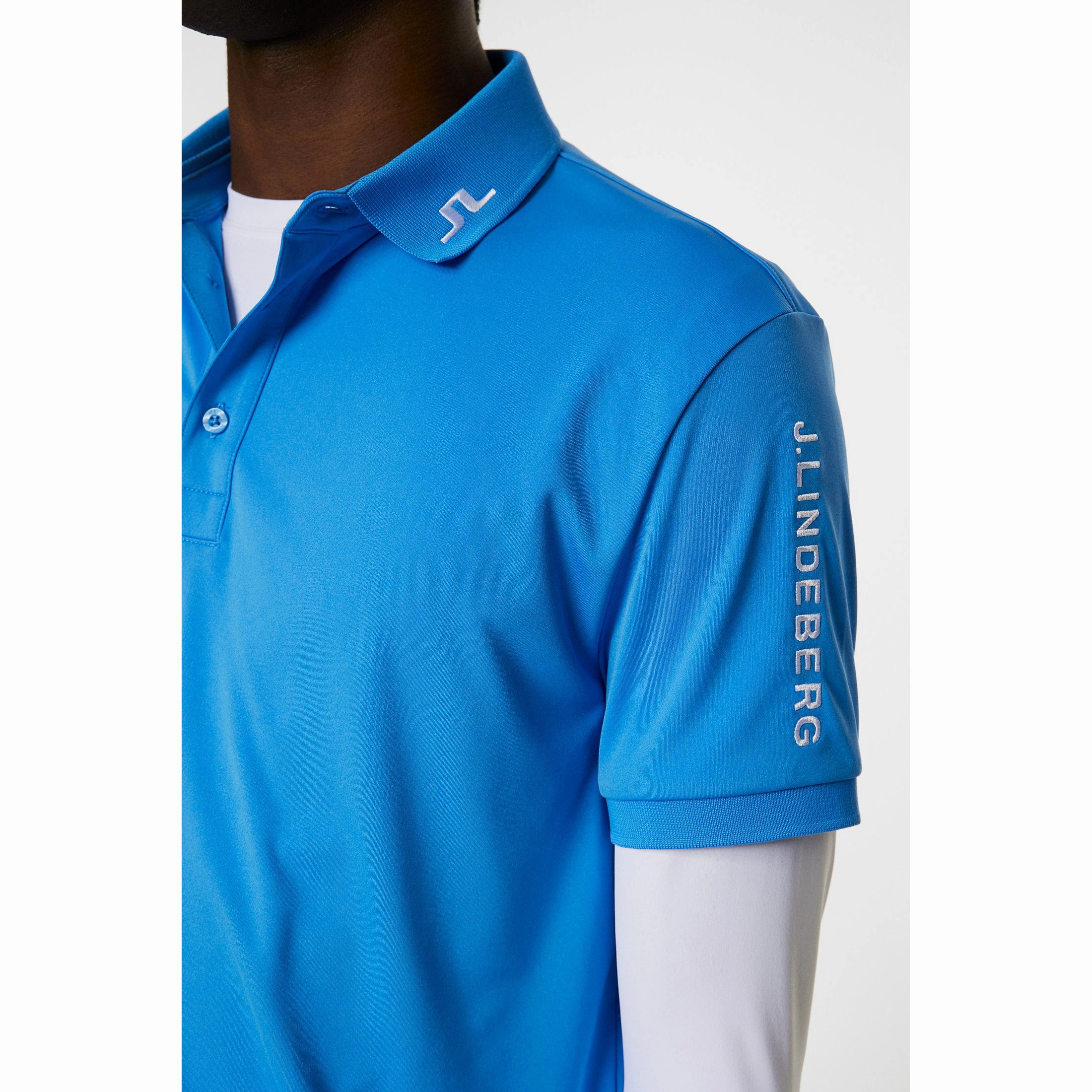 J.Lindeberg Tour Tech Regular Fit Golf Polo Shirt - Sonic Blue Advanced Moisture Management EcoFriendly Material