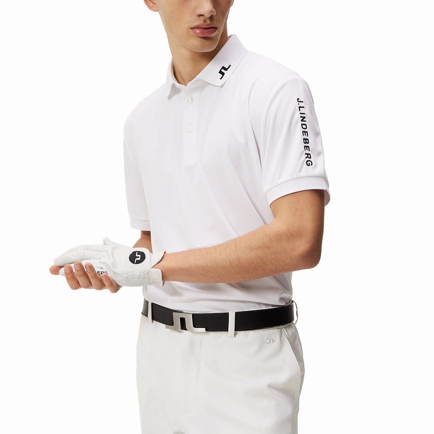 SnagResistant Weave Breathable knit J.Lindeberg Tour Tech Regular Fit Golf Polo Shirt - White