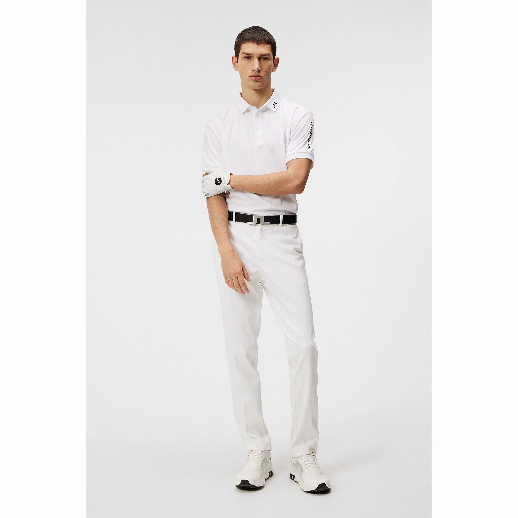 Clubhouse Ready Stretch Fabric Construction J.Lindeberg Tour Tech Regular Fit Golf Polo Shirt - White