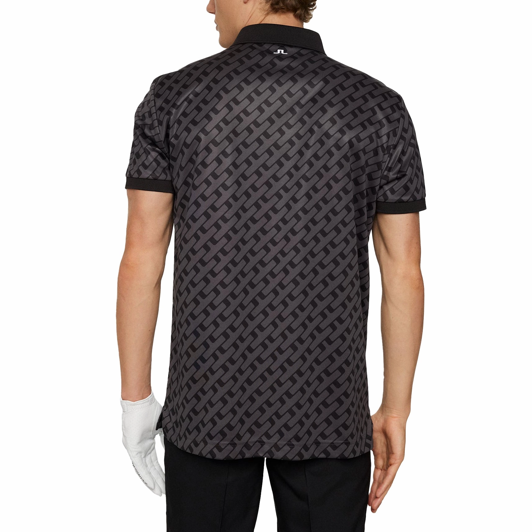 J.Lindeberg Tour Tech Regular Fit Print Golf Polo Shirt - Tour Geo Tonal Black Golf Style