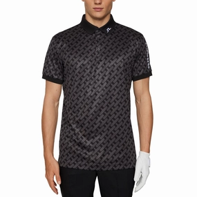 WrinkleResistant Finish SlimFit Design J.Lindeberg Tour Tech Regular Fit Print Golf Polo Shirt - Tour Geo Tonal Black