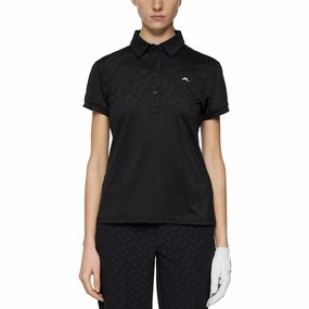 Weekend Style Hygroscopic Threads J.Lindeberg Women's Alaya Jacquard Golf Polo Shirt - Black