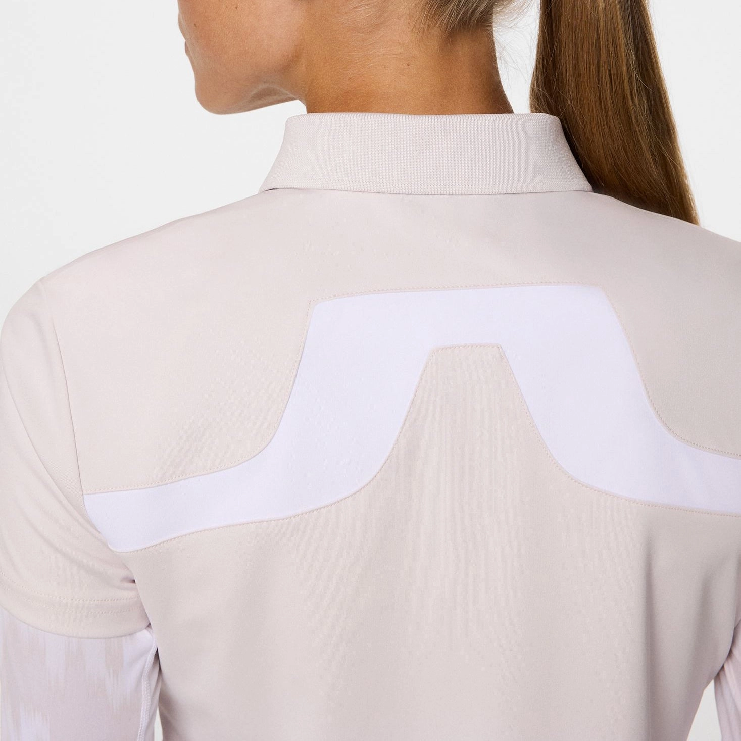 J.Lindeberg Women's Cassie Golf Polo Shirt - Grey Lilac Unstructured Hem Reinforced Collar Stay