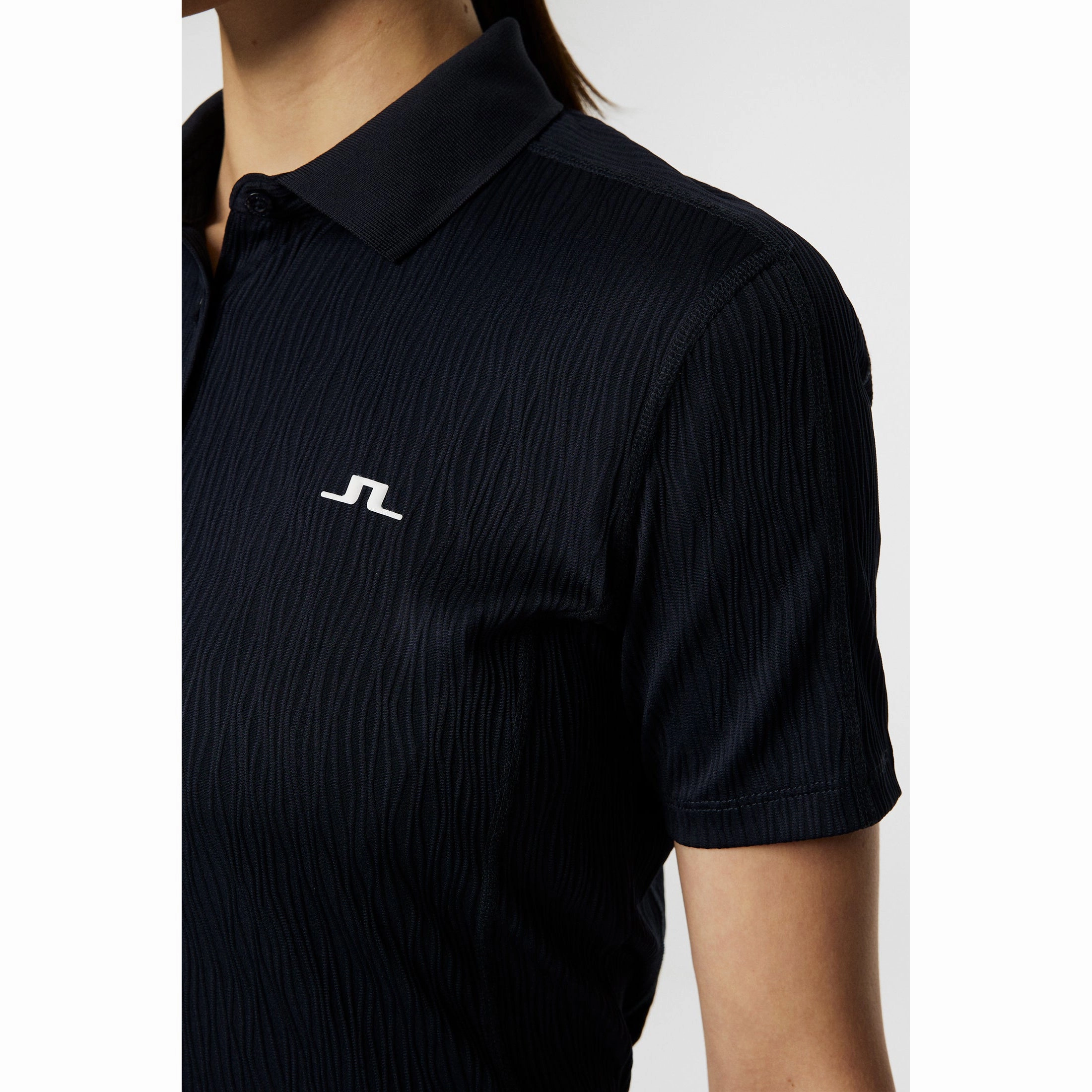 J.Lindeberg Women's Izara Golf Polo Shirt - JL Navy Colorfast Technology Stylish Comfort