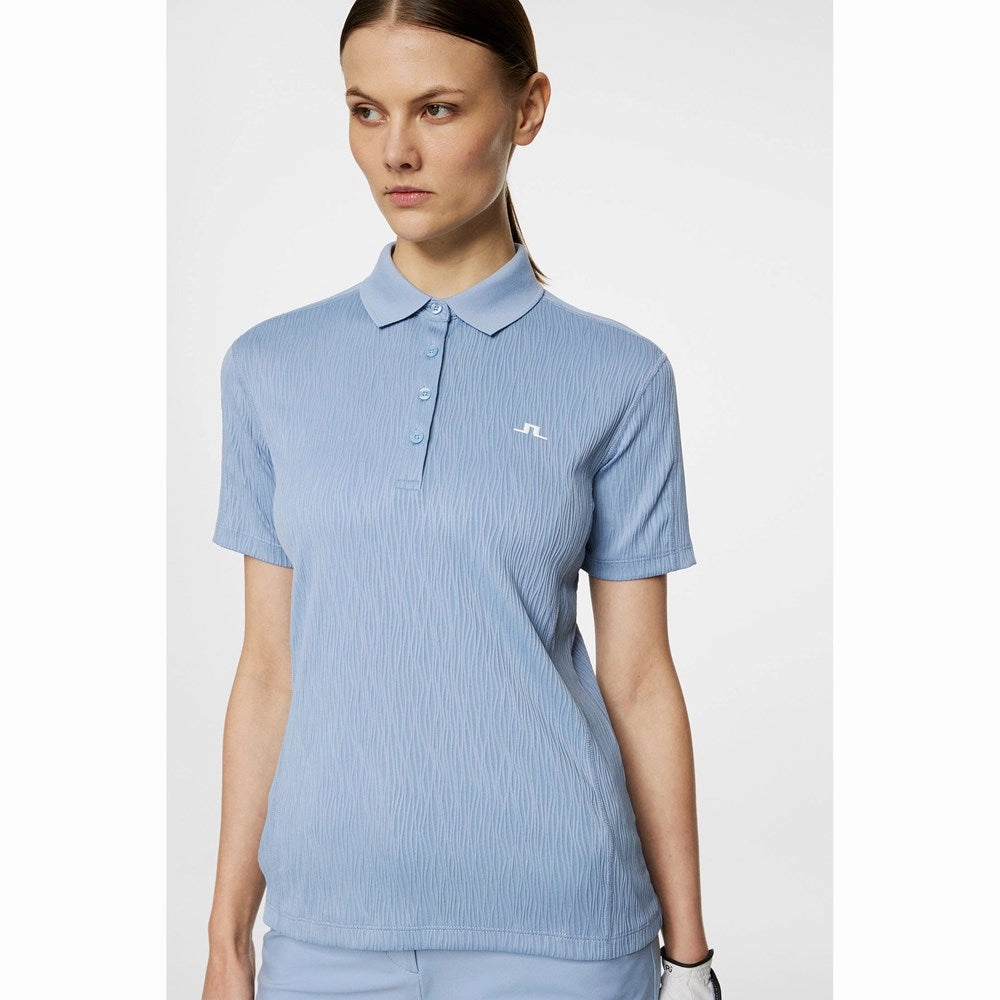 J.Lindeberg Women's Izara Golf Polo Shirt - Rain Washed Moisture control Hygroscopic Threads