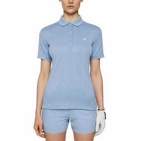 J.Lindeberg Women's Izara Golf Polo Shirt - Rain Washed Seamless Shoulder Summer Office
