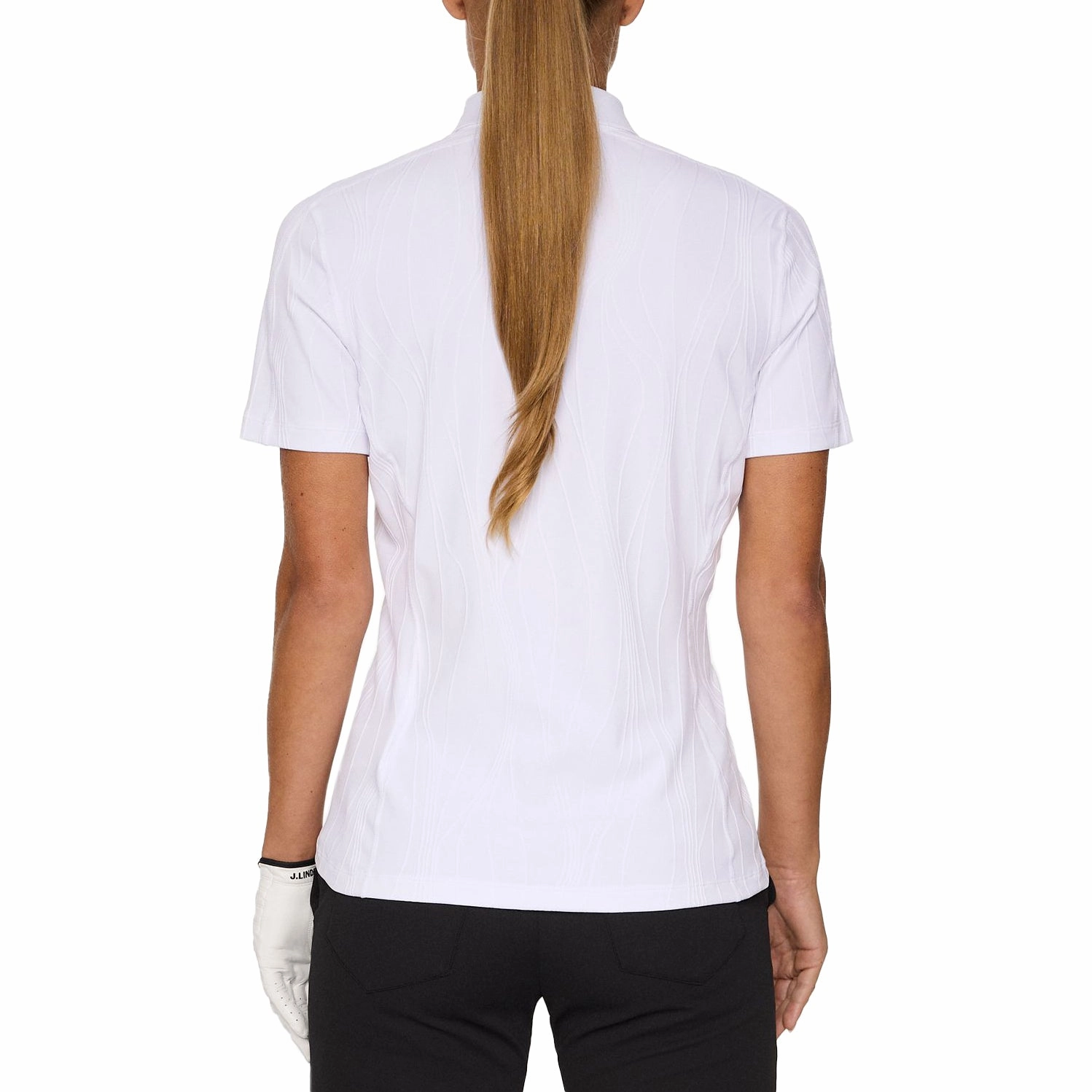 Snap Button Closure J.Lindeberg Women's Izara Golf Polo Shirt - White
