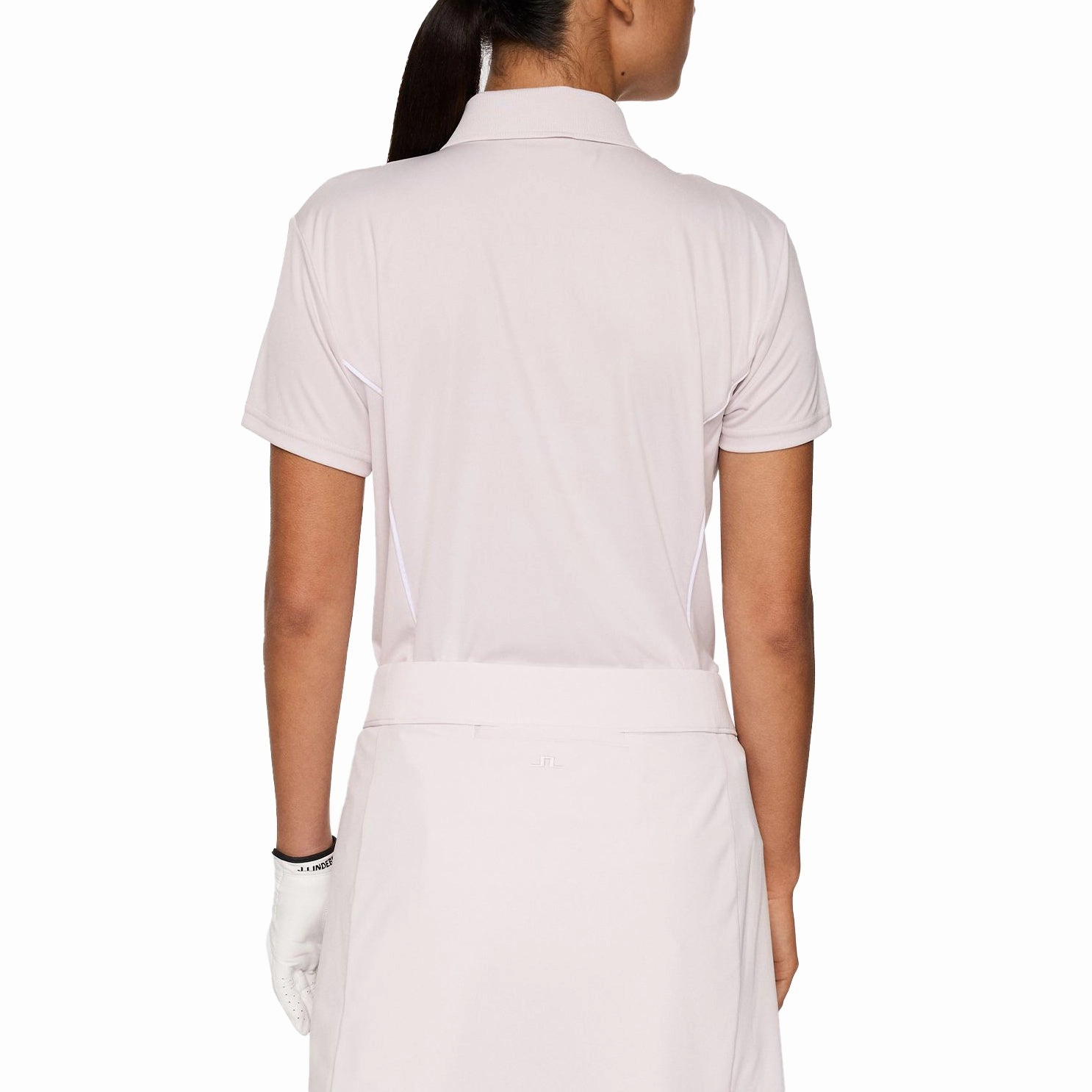 Weekend Escape Lightweight Knit Material J.Lindeberg Women's Leyla Golf Polo Shirt - Grey Lilac