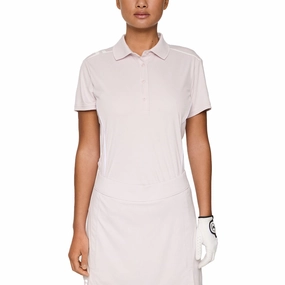 J.Lindeberg Women's Leyla Golf Polo Shirt - Grey Lilac DoubleStitched Seams