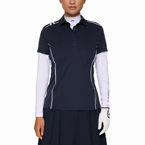 J.Lindeberg Women's Leyla Golf Polo Shirt - JL Navy NonRestrictive Shoulder Design