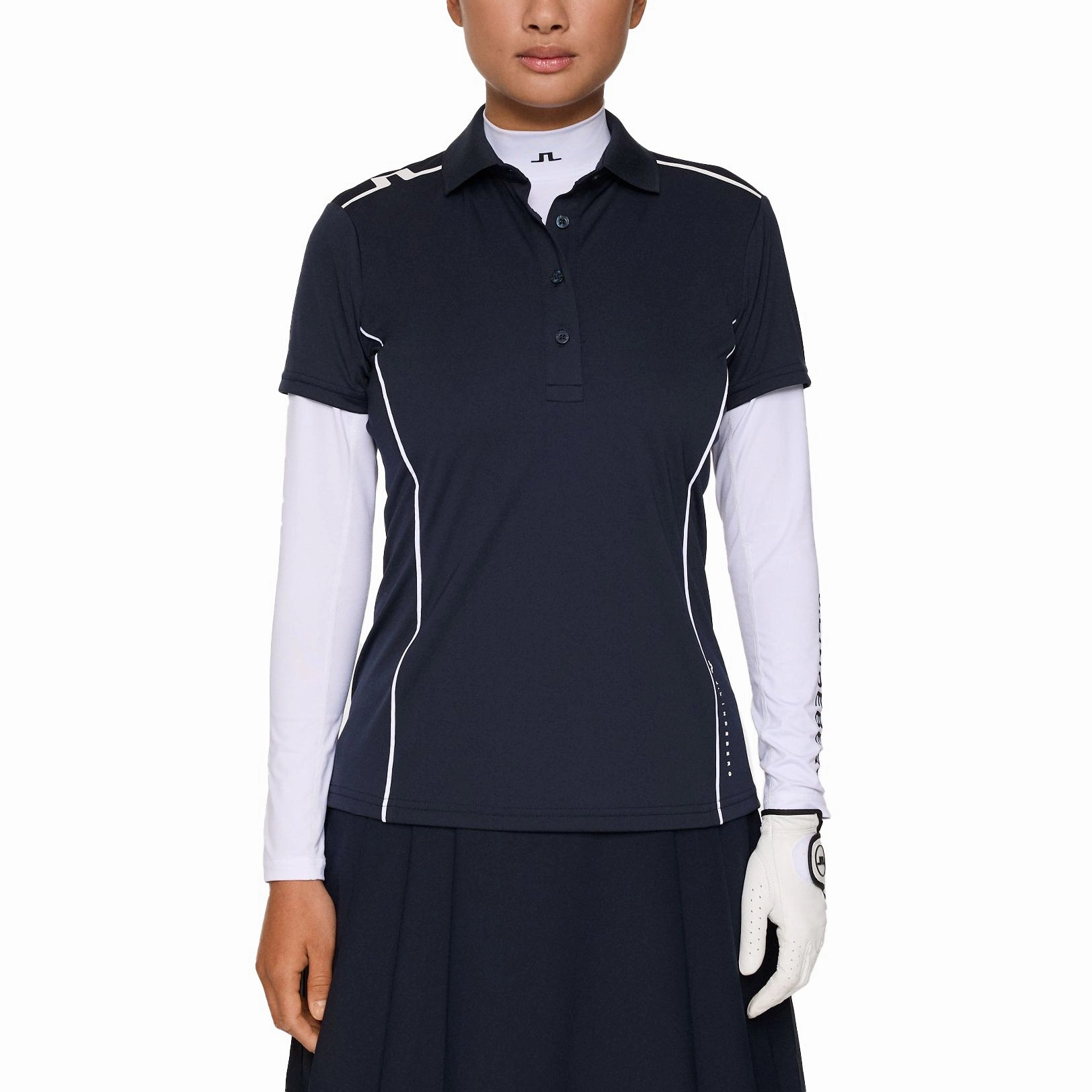 J.Lindeberg Women's Leyla Golf Polo Shirt - JL Navy NonRestrictive Shoulder Design