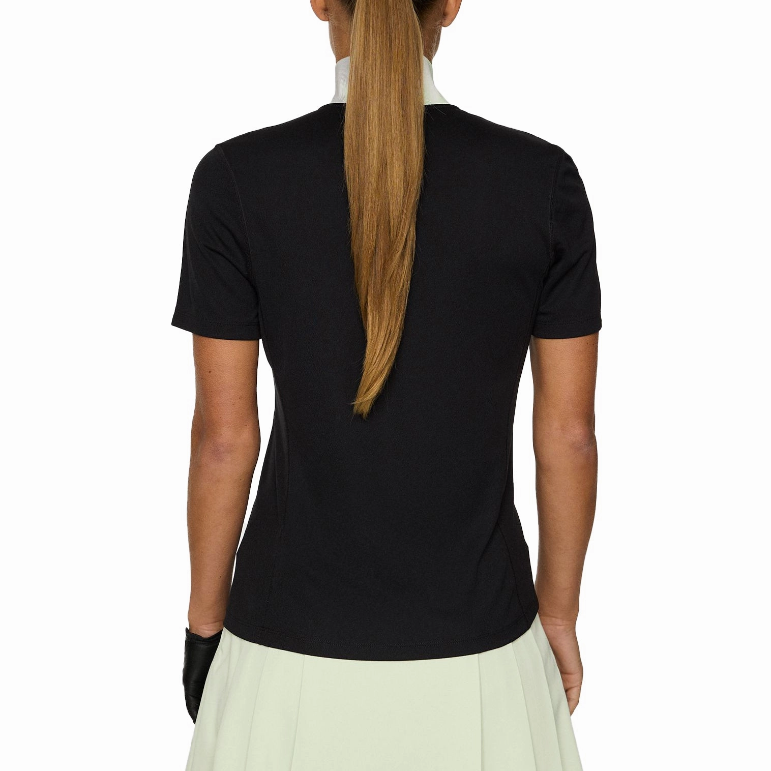 J.Lindeberg Women's Piper Golf Polo Shirt - Black Striped Design Breathable Cotton Blend