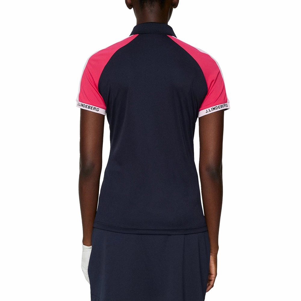 J.Lindeberg Women's Priya Golf Polo Shirt - JL Navy Smart Outfit Flexible Collar Band