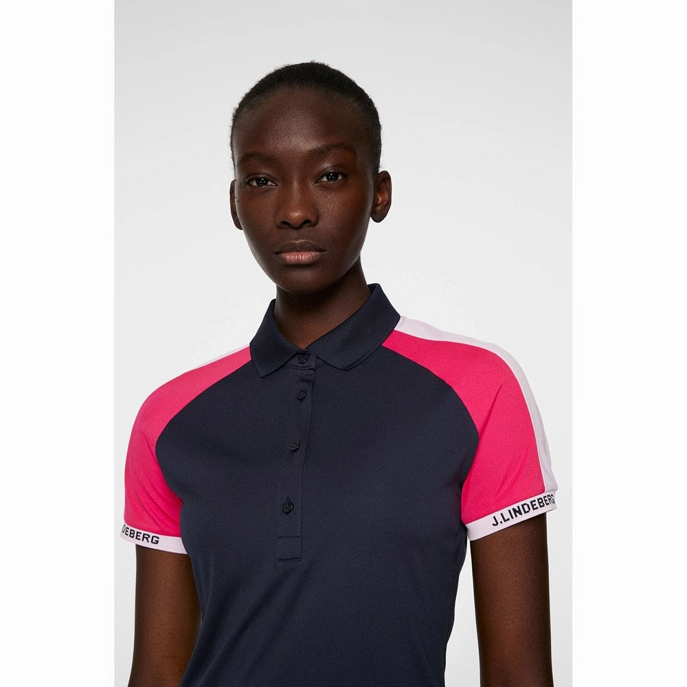 J.Lindeberg Women's Priya Golf Polo Shirt - JL Navy Office To Outing