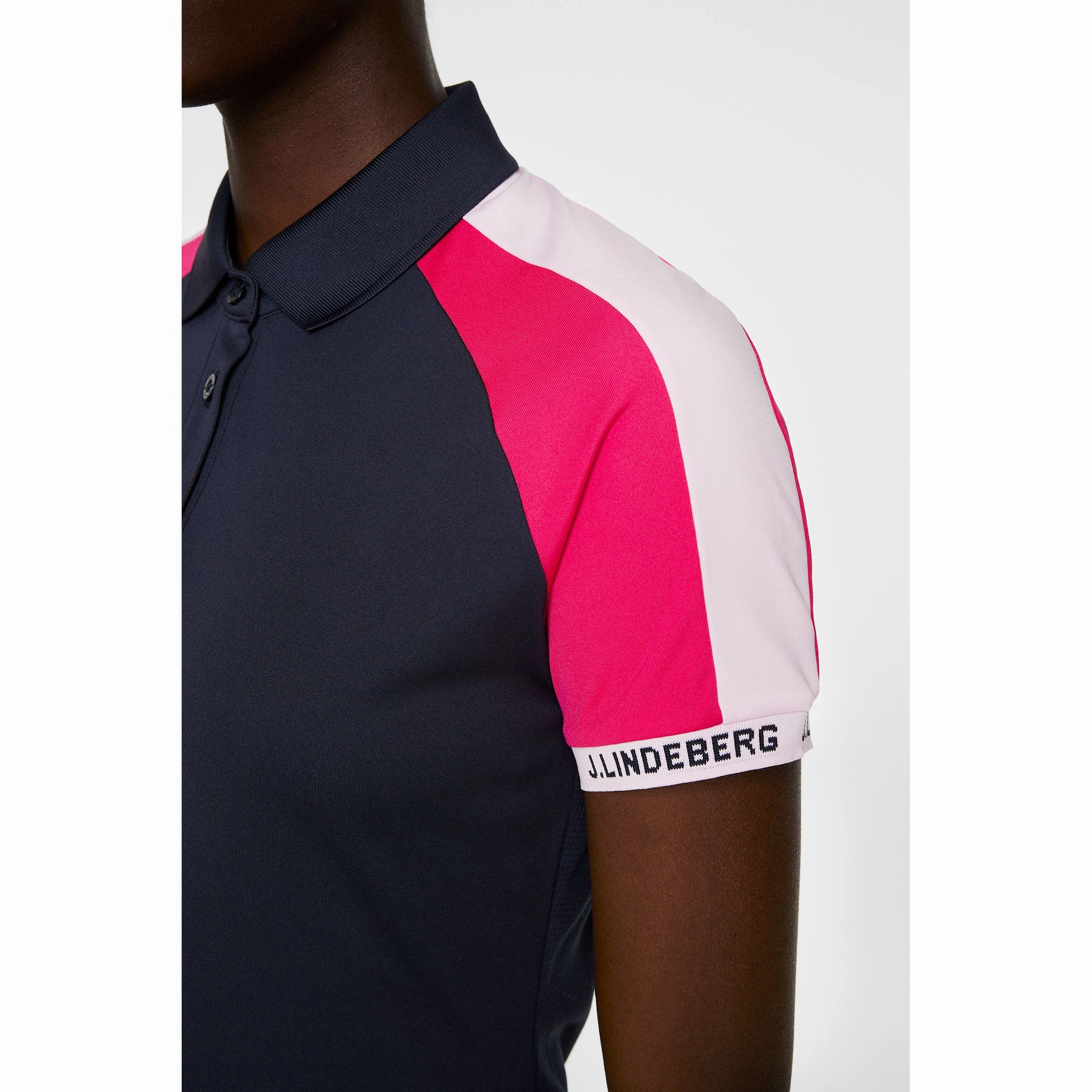 J.Lindeberg Women's Priya Golf Polo Shirt - JL Navy Retro Vibe