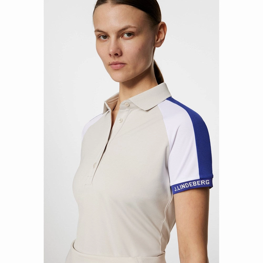 J.Lindeberg Women's Priya Golf Polo Shirt - Moonbeam Office To Outing Summer Office