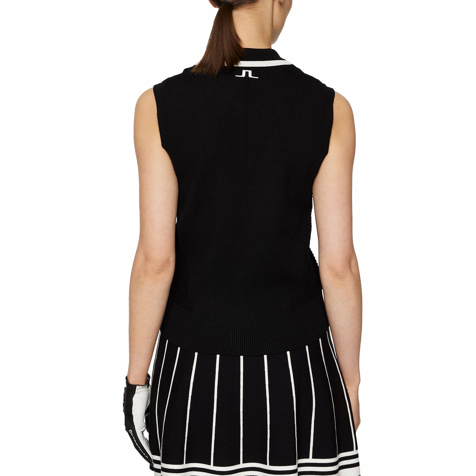 Microfiber Textile J.Lindeberg Women's Ramona Sleeveless Knitted Golf Polo Shirt - Black