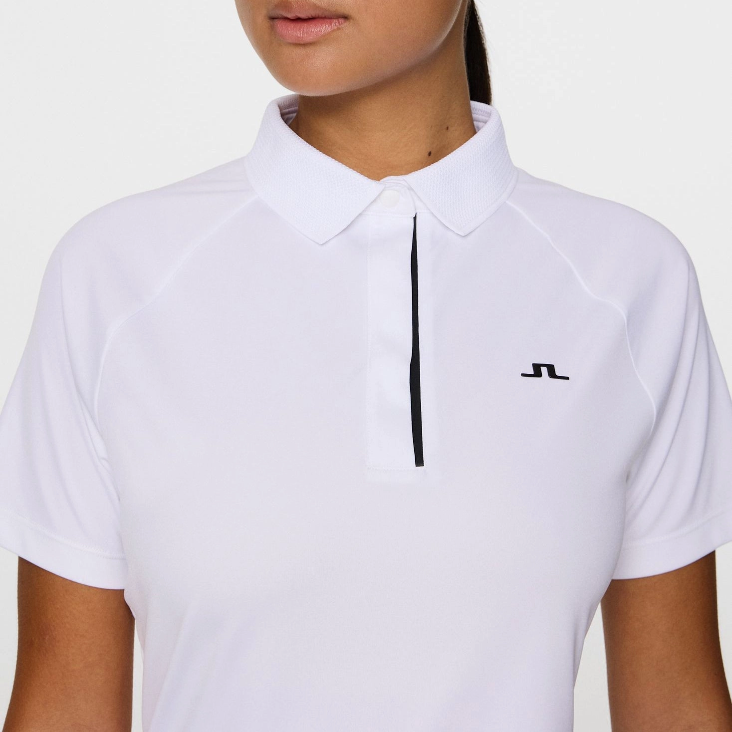 J.Lindeberg Women's Tara Golf Polo Shirt - White Non Iron Finish Compact Knit Structure