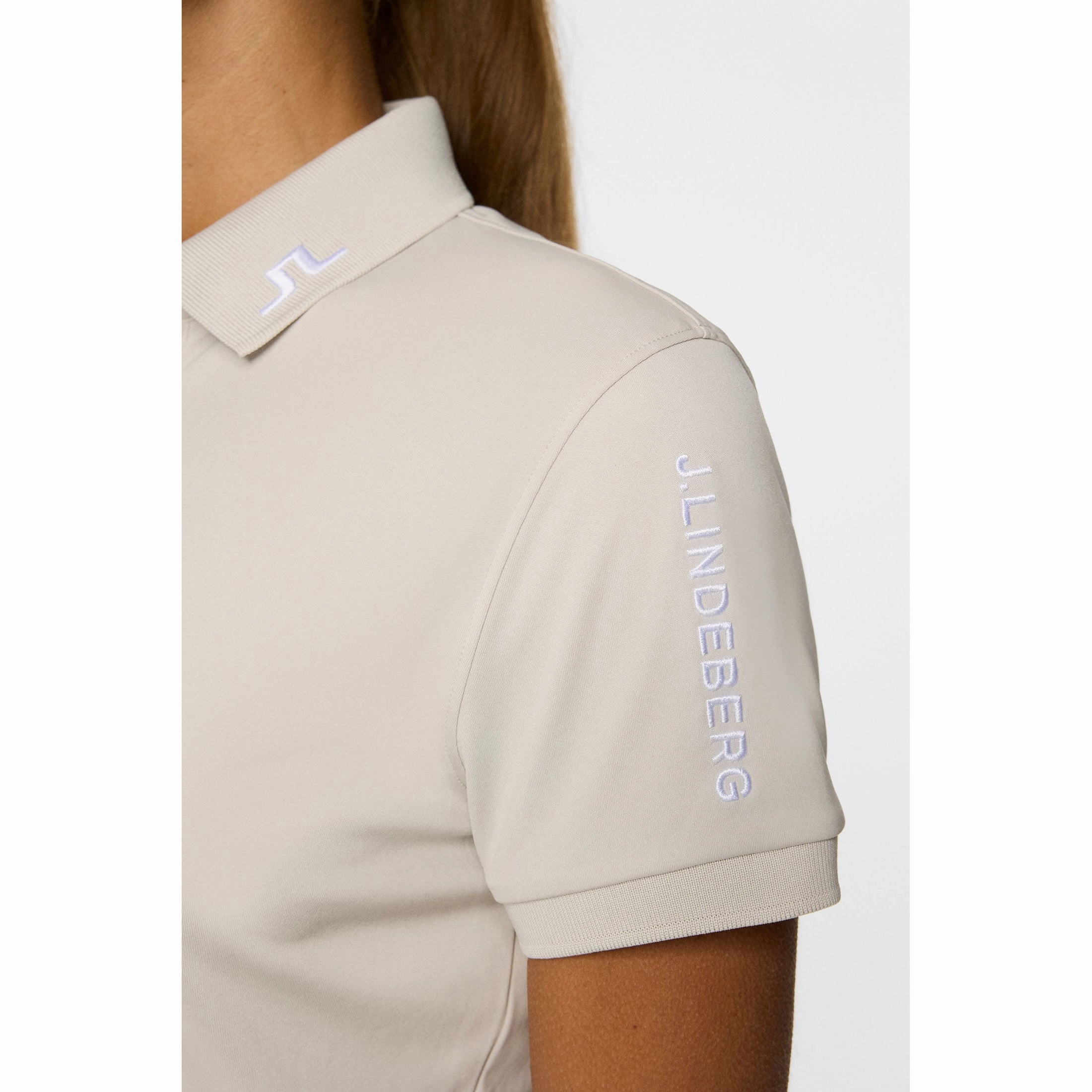 J.Lindeberg Women's Tour Tech Golf Polo Shirt - Moonbeam Lightweight Material