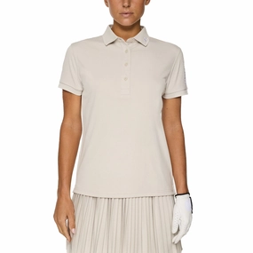 J.Lindeberg Women's Tour Tech Golf Polo Shirt - Moonbeam SoftTouch Collar Lining
