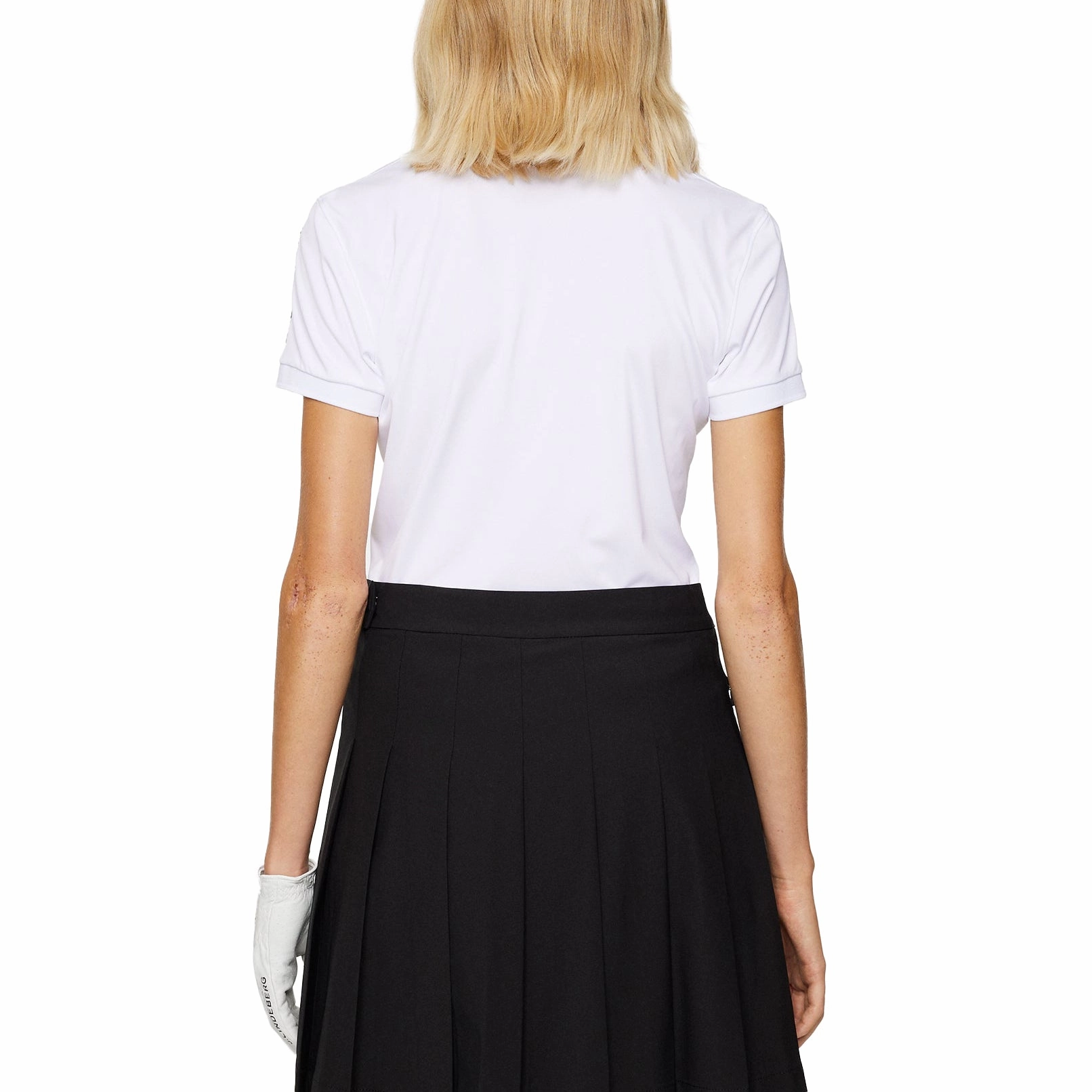 J.Lindeberg Women's Tour Tech Golf Polo Shirt - White Summer Golf Slim Fit Style
