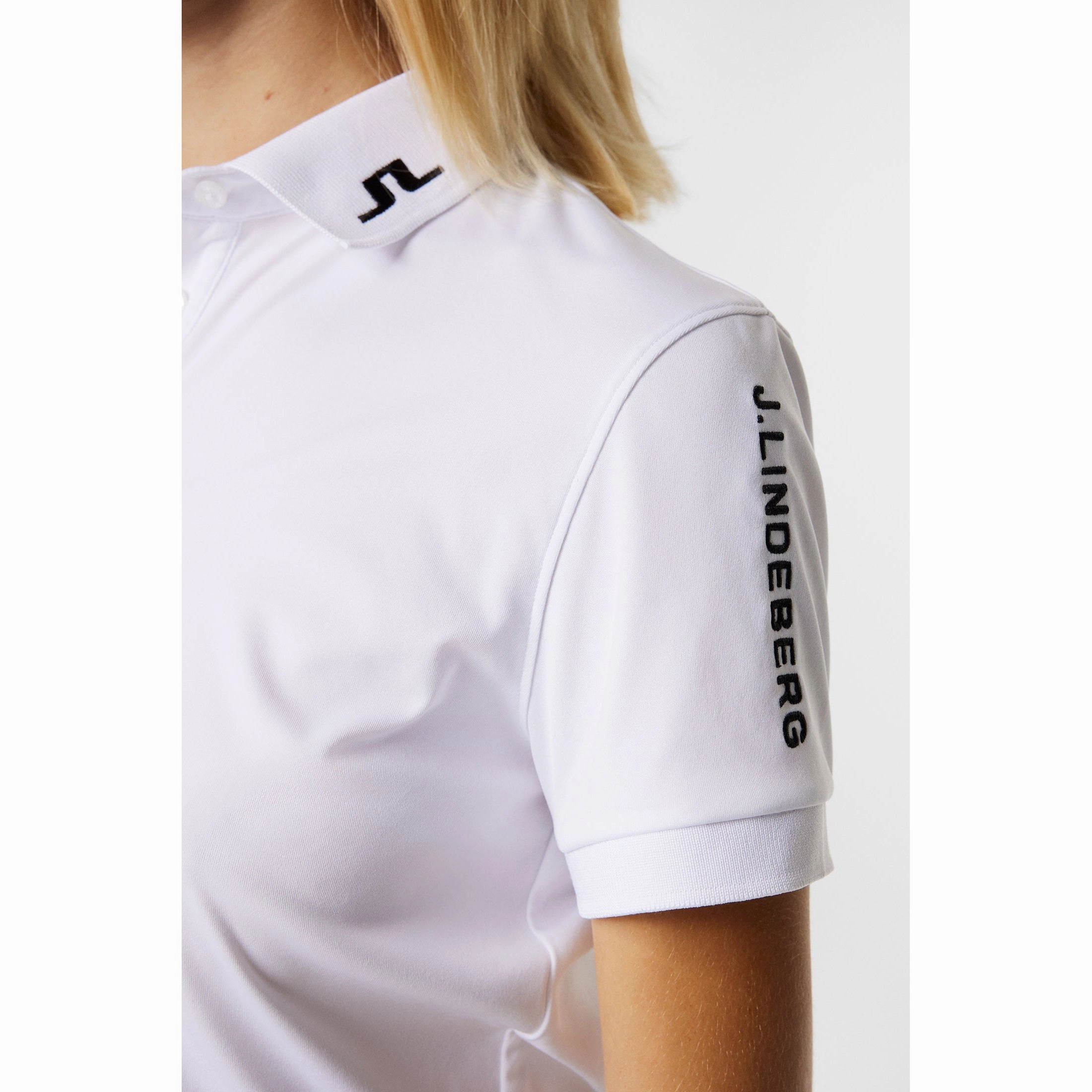 J.Lindeberg Women's Tour Tech Golf Polo Shirt - White YarnDyed Construction Advanced Moisture Management