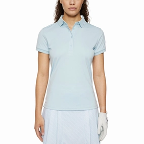 J.Lindeberg Women's Tour Tech Golf Polo Shirt - Winter Sky Bamboo Fiber Blend Travel Essential