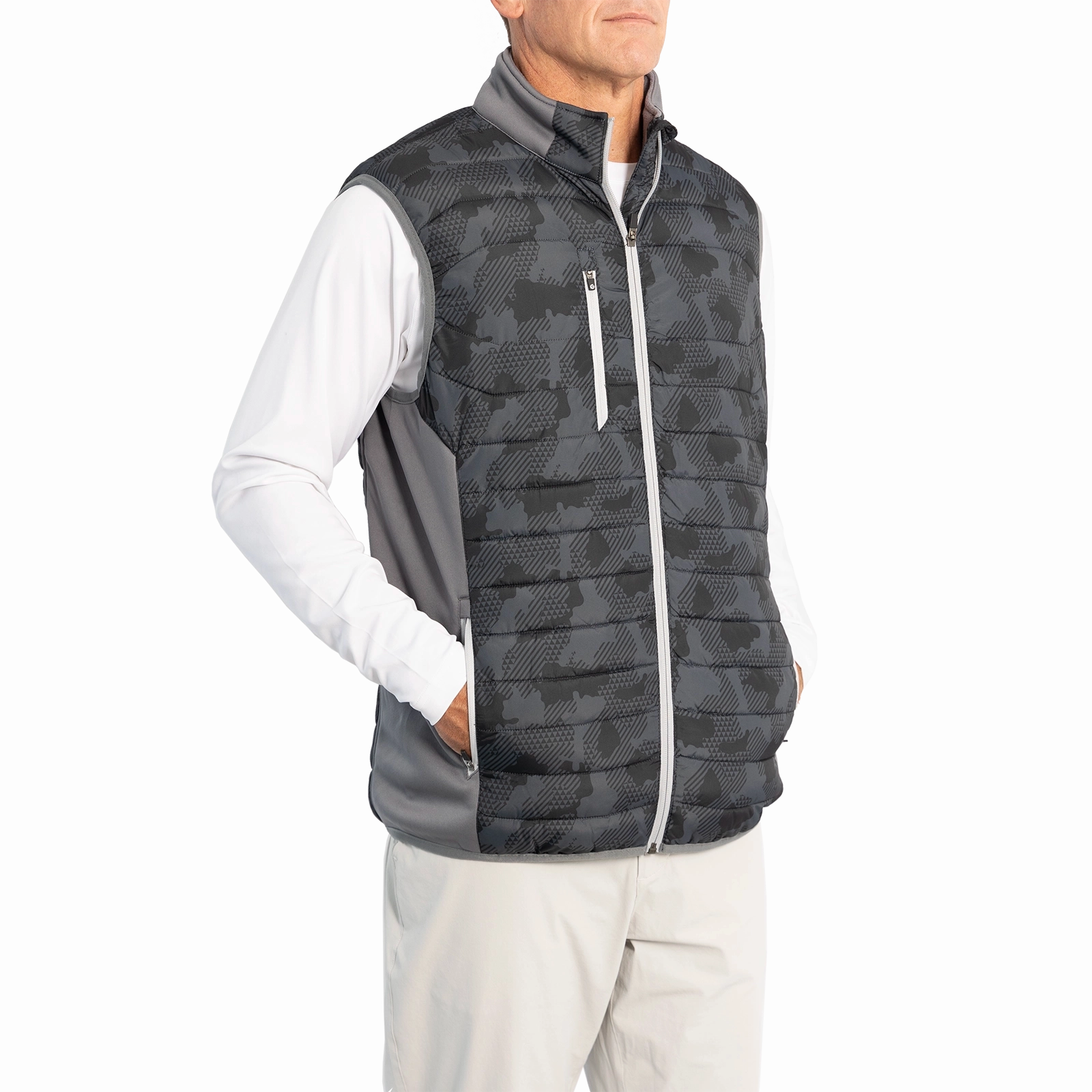 Sunderland Anton Padded Stretch Panel Performance Golf Gilet - Black Camo Breathable Padding compression support
