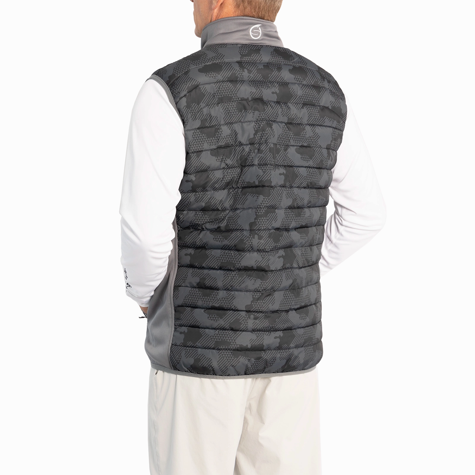 Sunderland Anton Padded Stretch Panel Performance Golf Gilet - Black Camo Anti Slip Grippers
