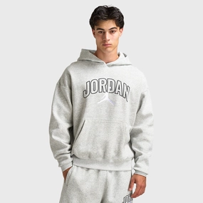 Tailored Silhouette High Collar Design Jordan Brooklyn Oversized Pullover Hoodie Heather Grey / White