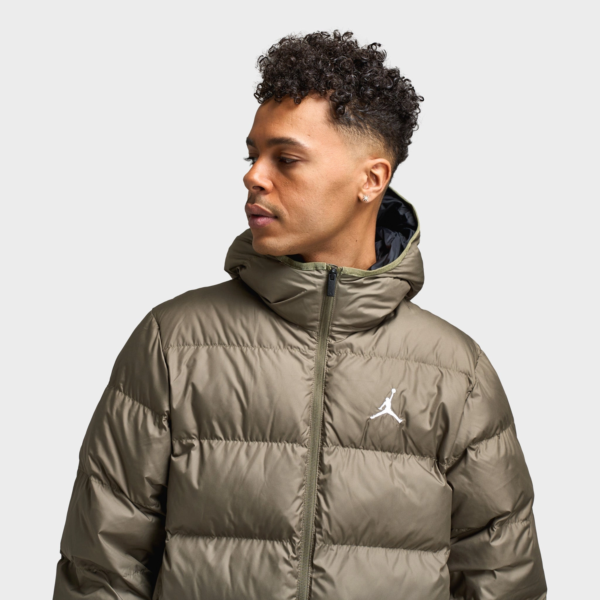 Jordan Brooklyn Puffer Jacket Medium Olive / Black Unisex Performance