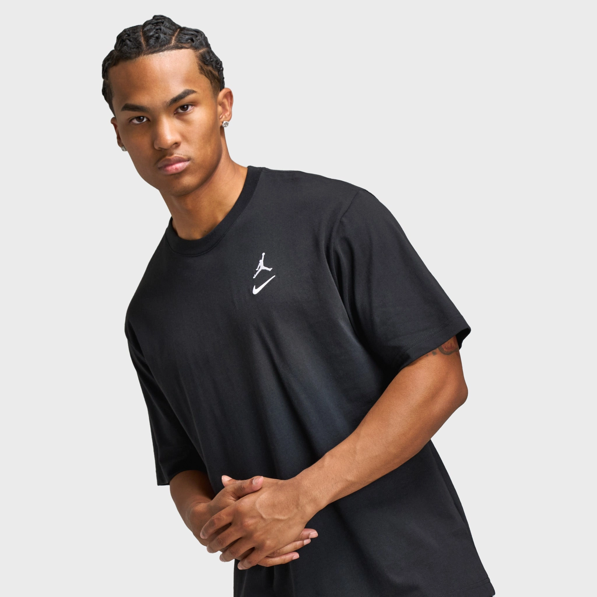 Jordan Brooklyn Varsity T-Shirt Black / White Ribbed Cuffs