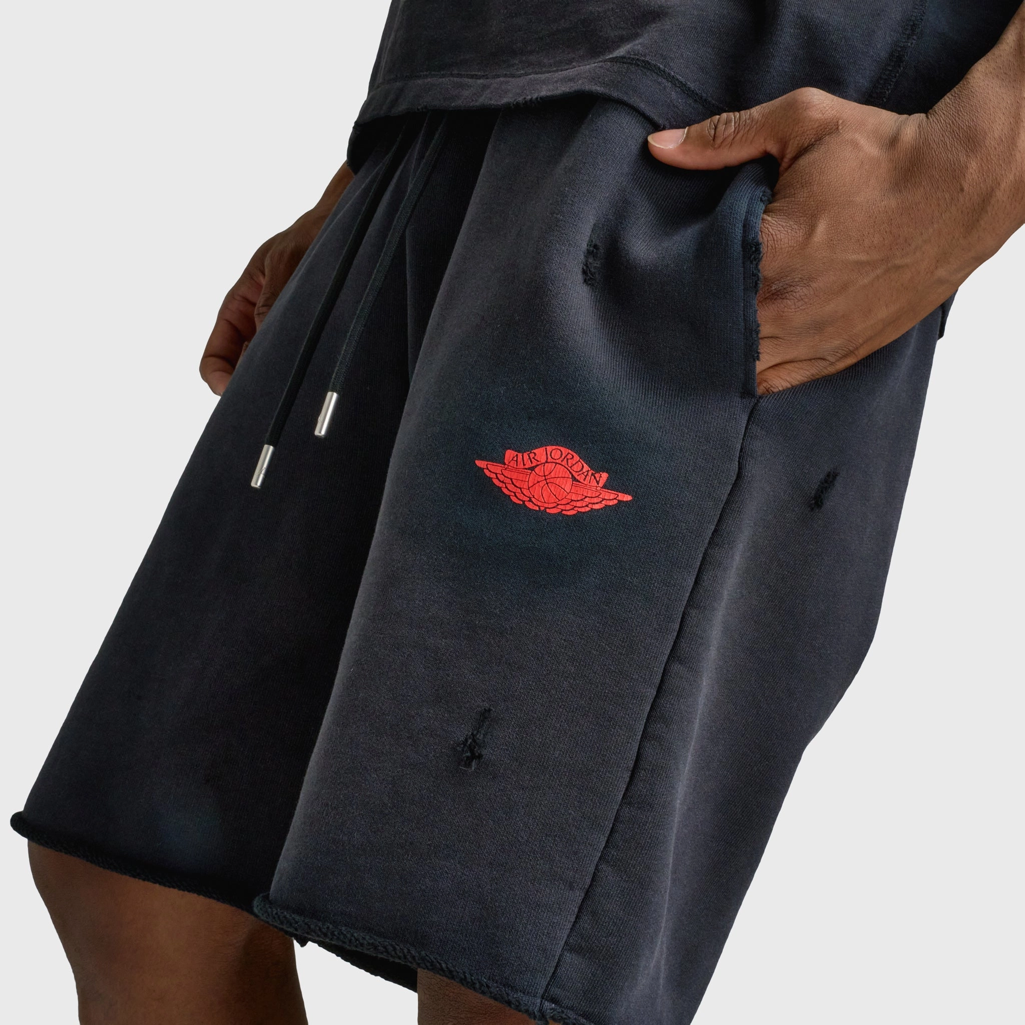 Jordan Rare Air Fleece Shorts Black / Chile Red Street Style