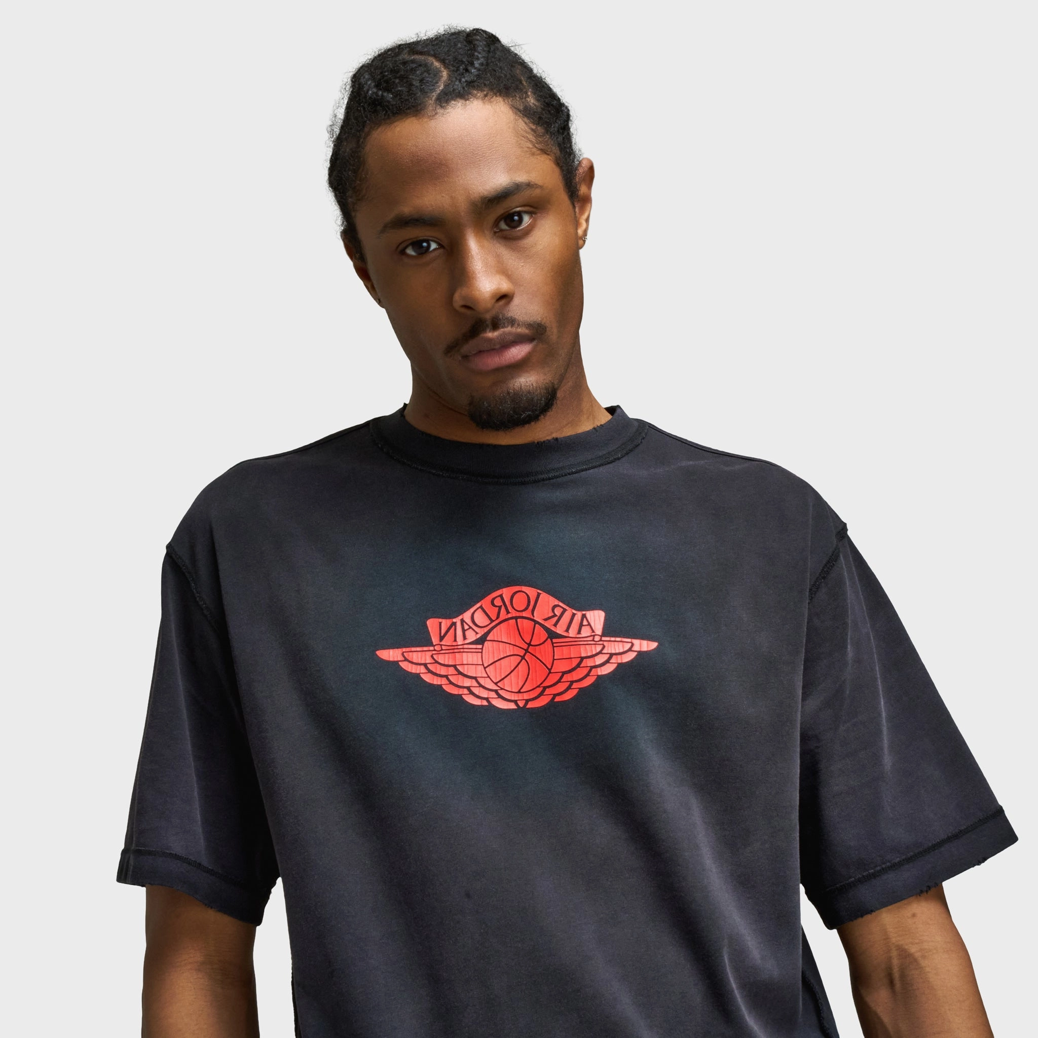 short term projects Aesthetic - pleasing Jordan Rare Air T-Shirt Black / Chile Red