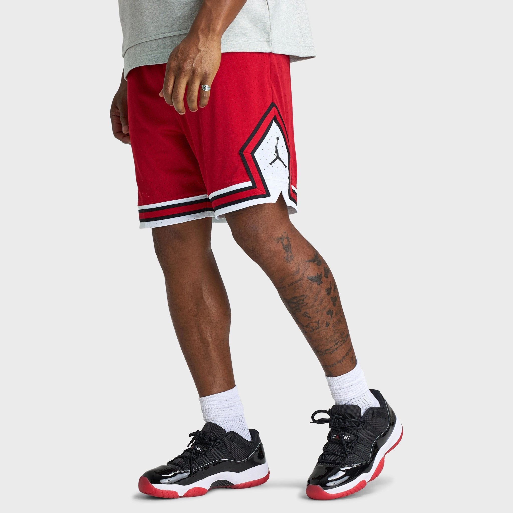 Stretch Fit Quick Absorption Jordan Sport Dri-FIT Mesh Diamond Shorts Gym Red / White - Black