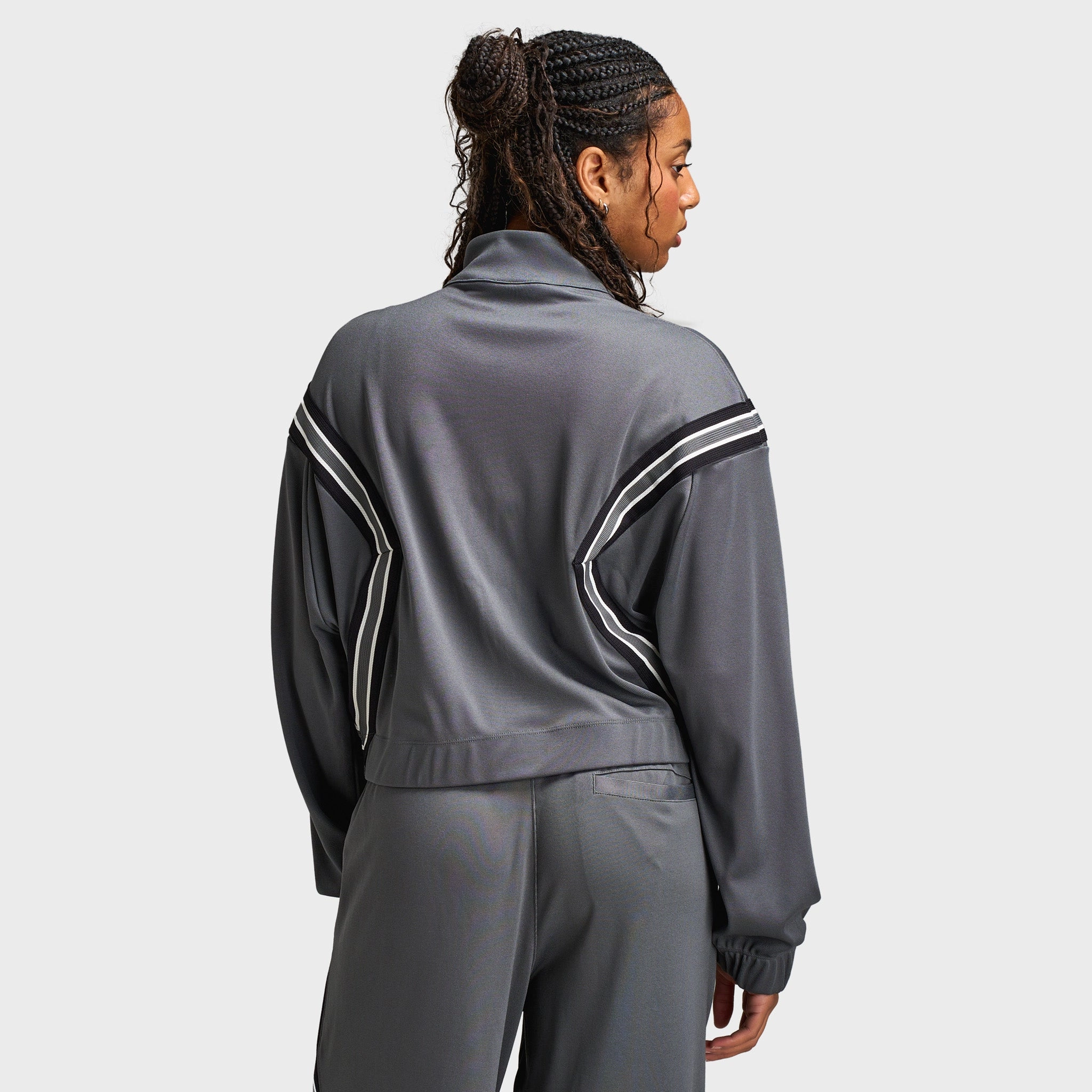 Jordan Women's Brooklyn Track Jacket Iron Grey / Black Slim Silhouette Wind Resistant Lining