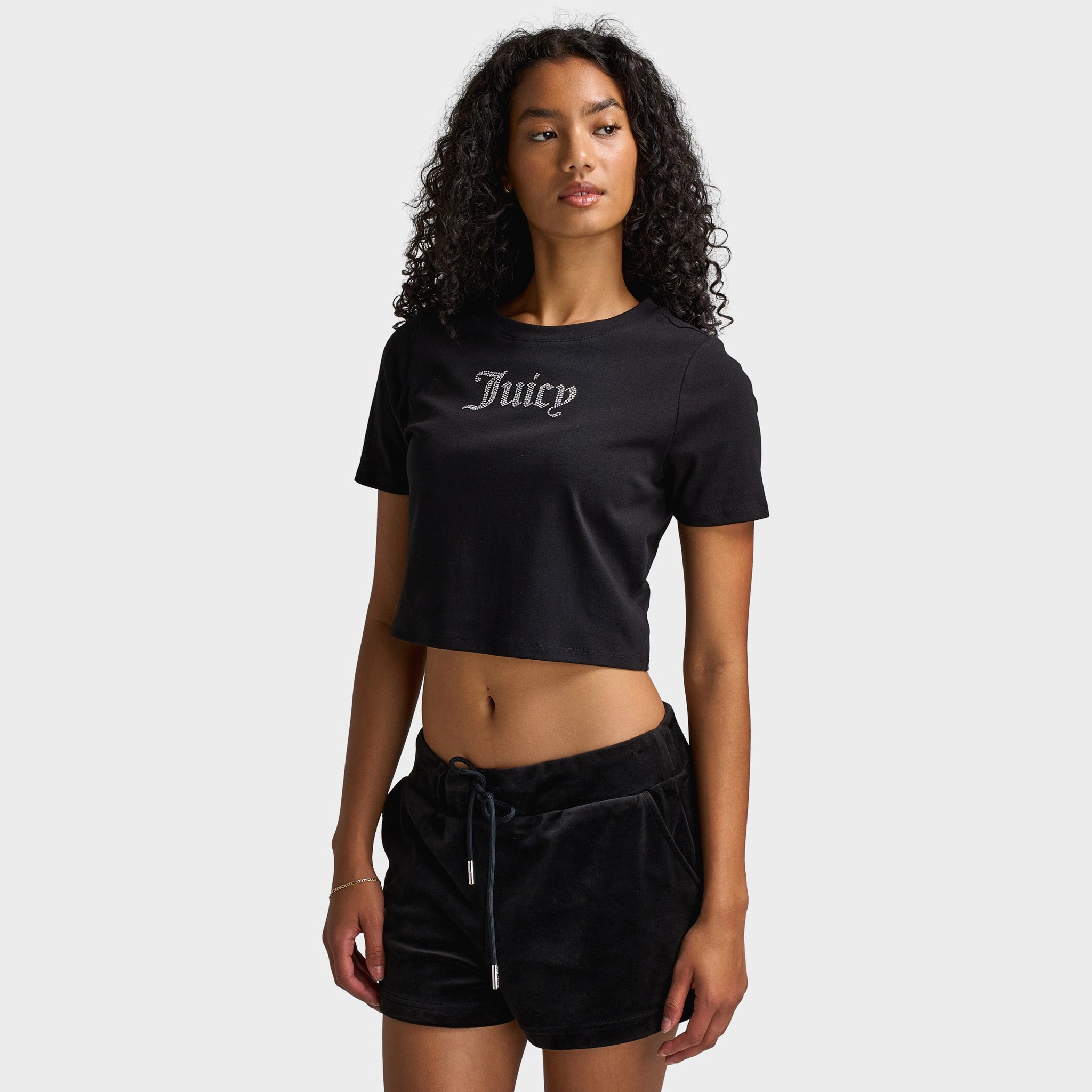 Comfy Vibes Fit for Any Season Juicy Couture Women's Bling Baby Tee / Black