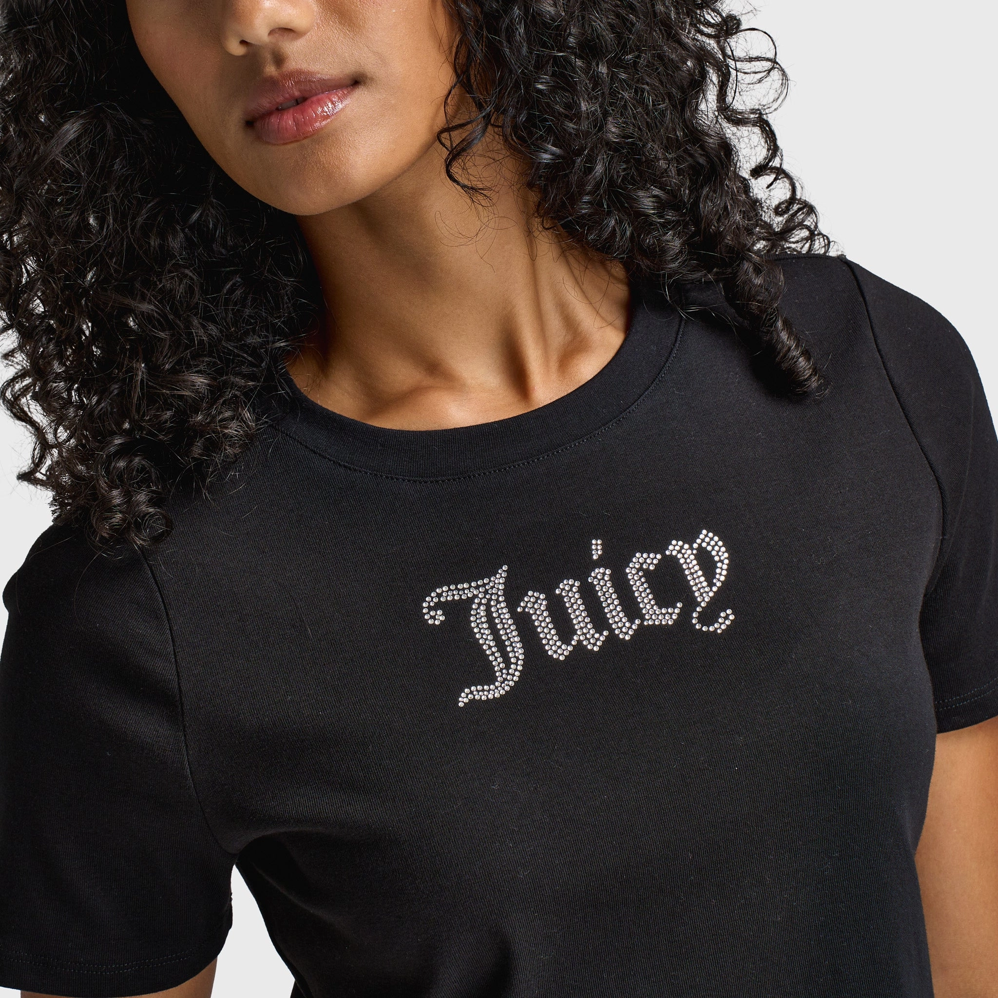 Seasonal Must-Have Lightweight Fashion Juicy Couture Women's Bling Baby Tee / Black