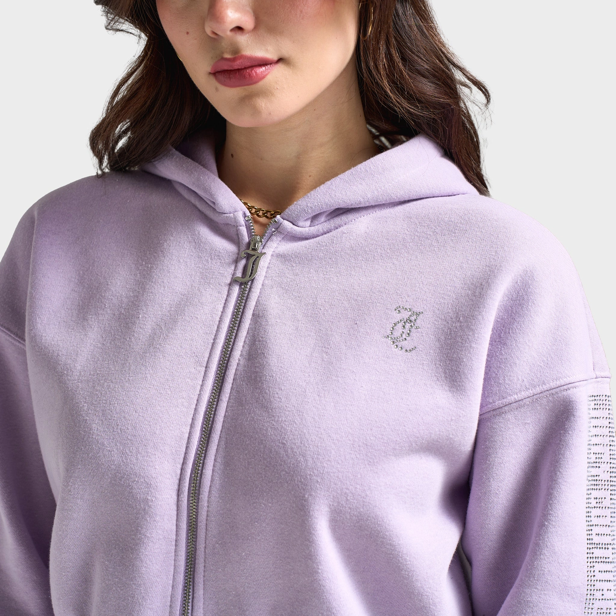 Runway Inspired Juicy Couture Women's Cropped Zip Hoodie / Orchid Petal