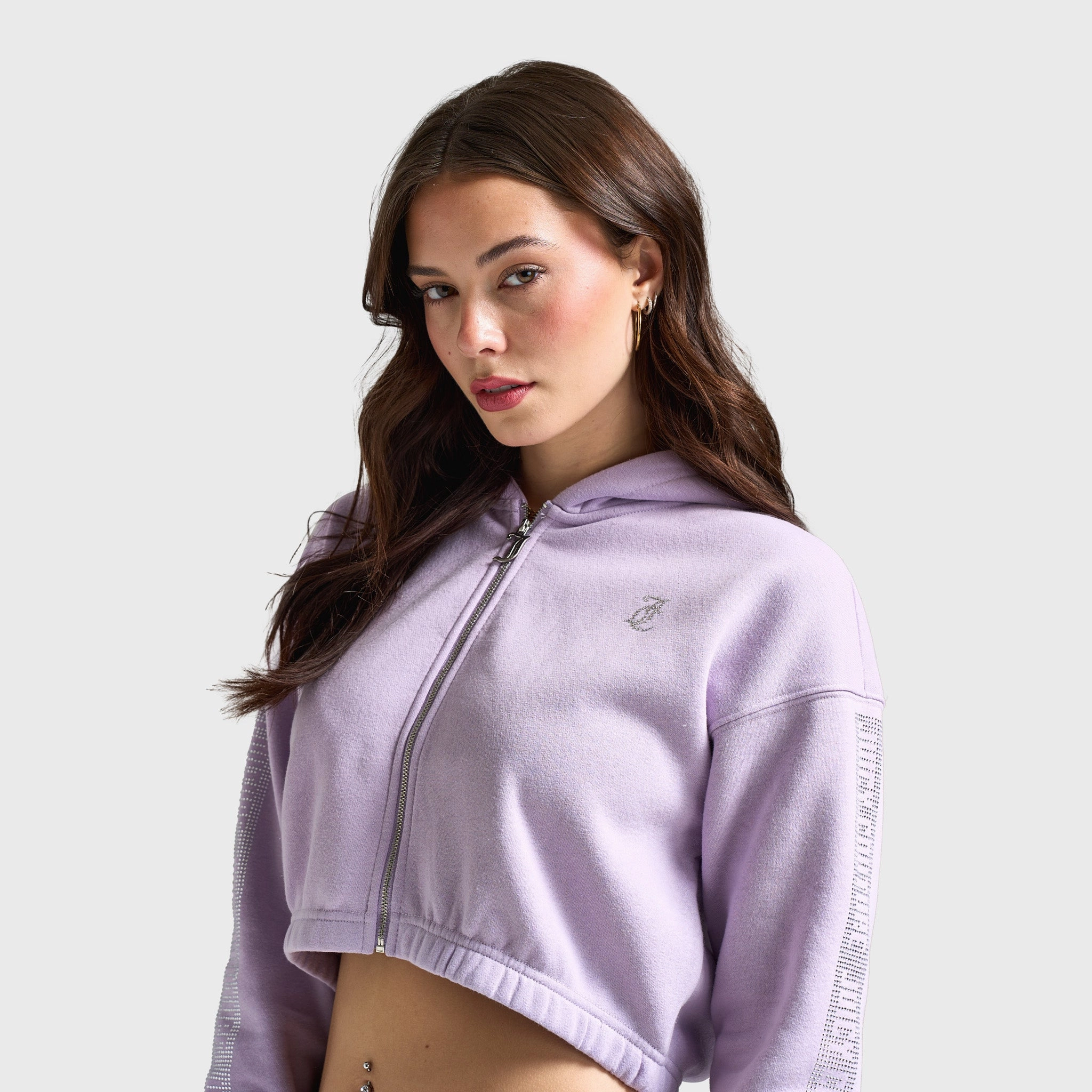 Juicy Couture Women's Cropped Zip Hoodie / Orchid Petal Wool blend Classic Urban Wear