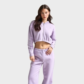 Juicy Couture Women's Cropped Zip Hoodie / Orchid Petal Friction Reducing Lining Weekend Ready Look